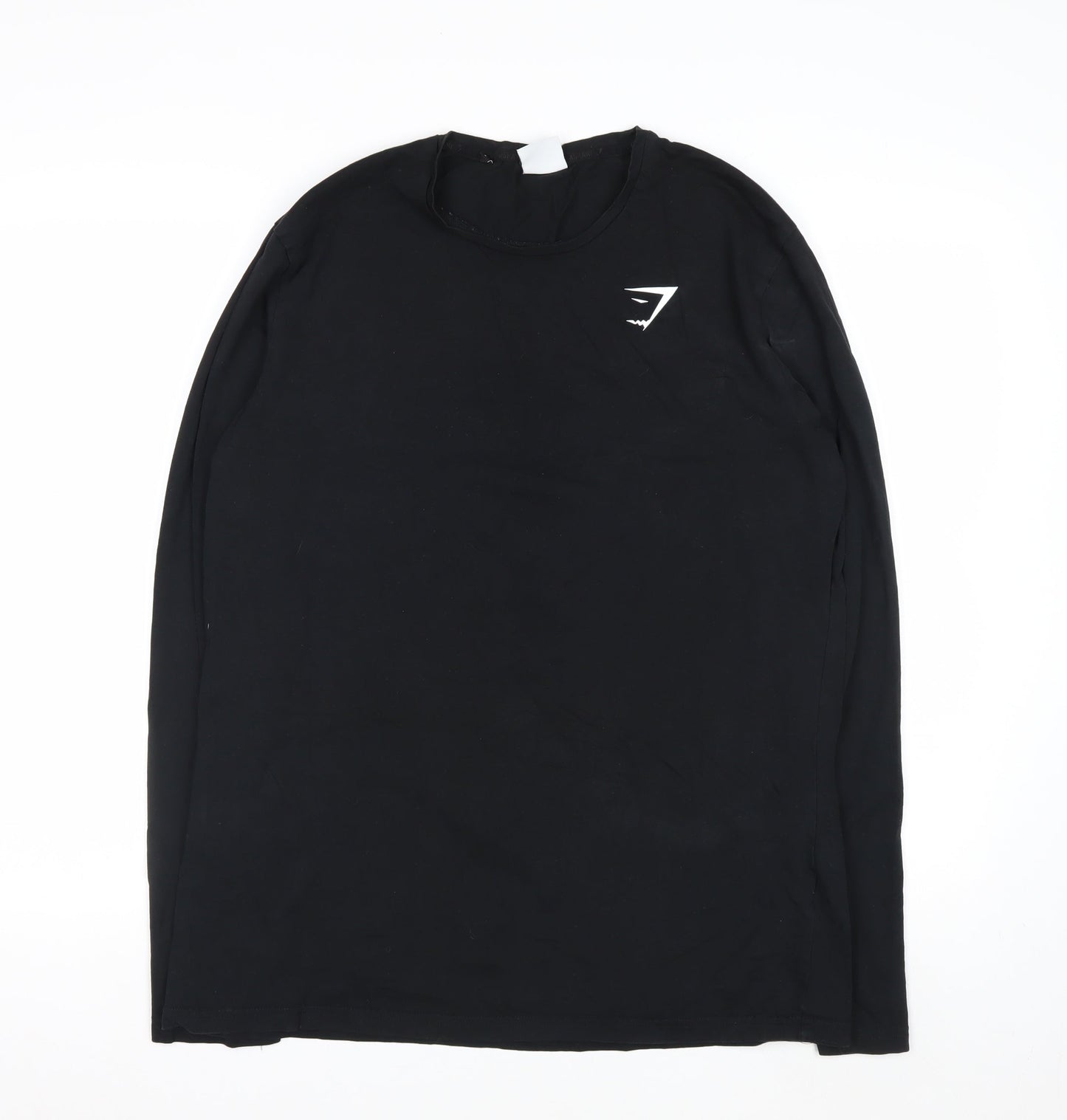 Gymshark Men Black Long Sleeve Slim Fit Casual Top L