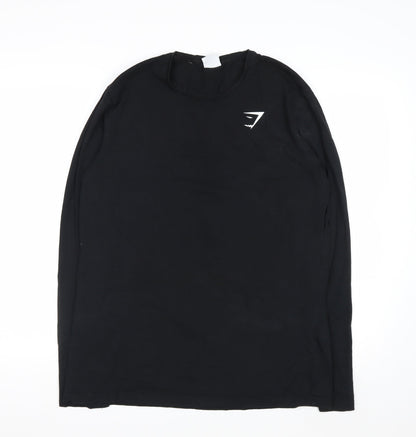 Gymshark Men Black Long Sleeve Slim Fit Casual Top L