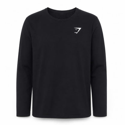 Gymshark Men Black Long Sleeve Slim Fit Casual Top L