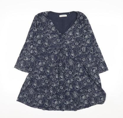 Seasalt Cornwall Women’s Blue Floral Tunic Top Size 14 Cotton Blend