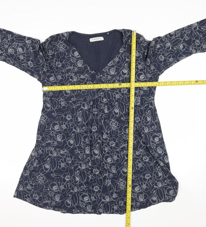Seasalt Cornwall Women’s Blue Floral Tunic Top Size 14 Cotton Blend