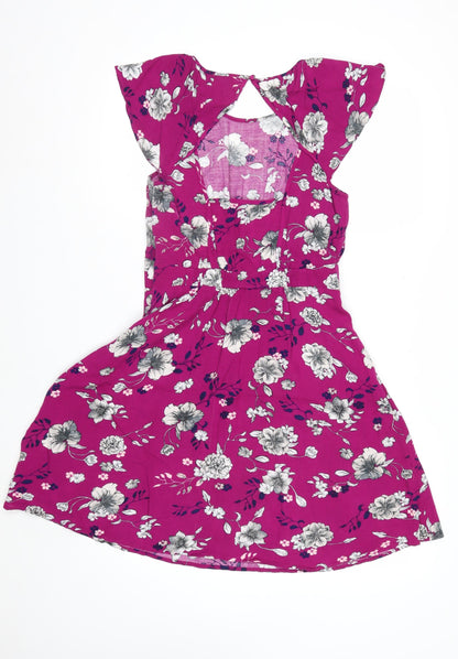 Warehouse Women’s Pink Floral Fit & Flare Dress Size 10 Summer