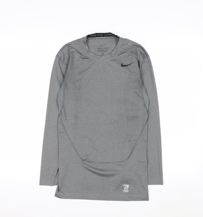 Nike Men's Grey Pro Combat Dri-FIT Compression Long Sleeve Top S