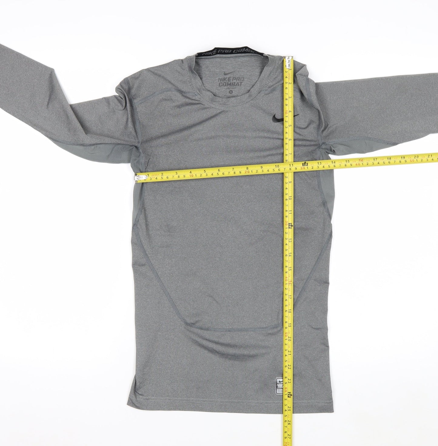 Nike Men's Grey Pro Combat Dri-FIT Compression Long Sleeve Top S