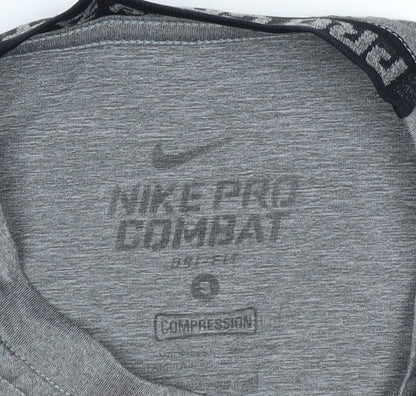 Nike Men's Grey Pro Combat Dri-FIT Compression Long Sleeve Top S