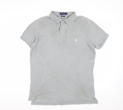 Ralph Lauren Men's Grey Custom Fit Polo Shirt Size M