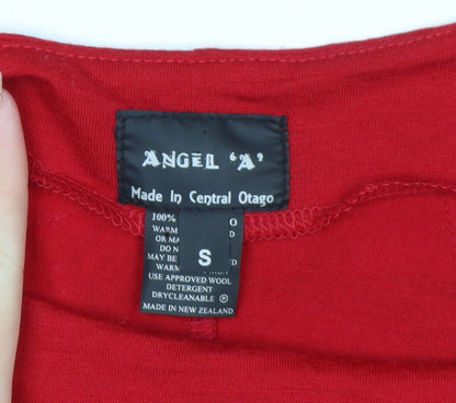 Angel A Women's Red Merino Wool Sleeveless Boat Neck T-Shirt Size S