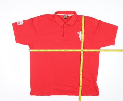 Manchester United Men's Red Cotton Polo Shirt XL