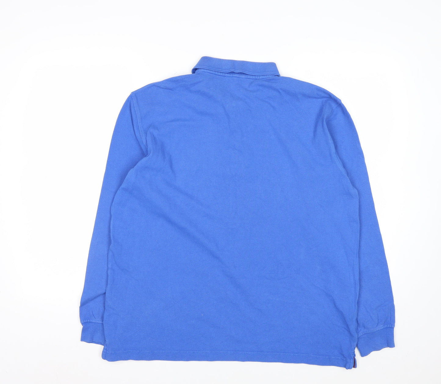 Cotton Traders Men's Blue Long Sleeve Polo Shirt M 100% Cotton