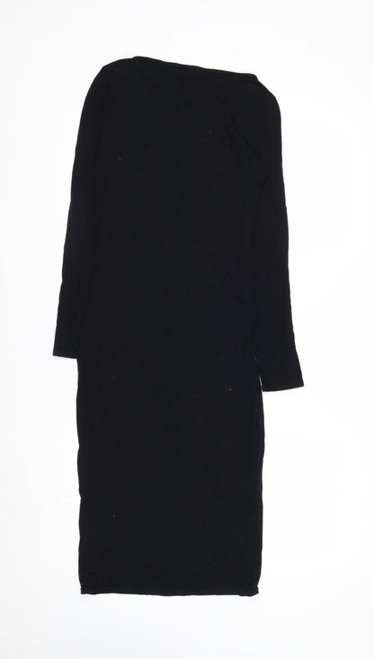 Topshop Women Black Size 10 Bodycon Long Sleeve Midi Dress