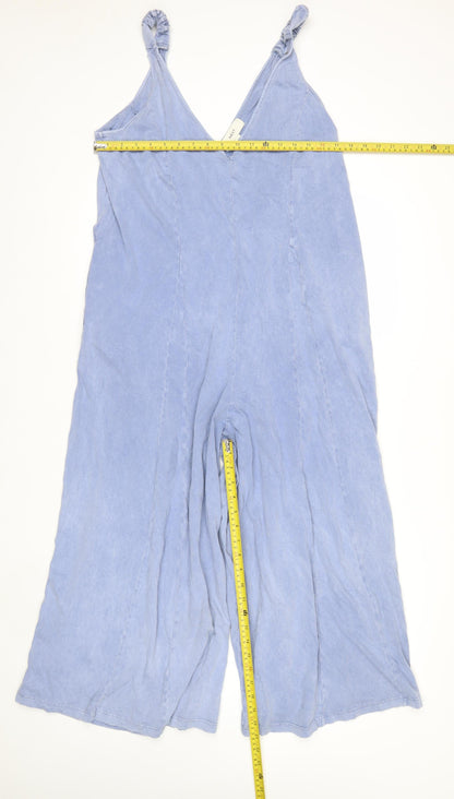 Next Women Blue Jumpsuit UK 16 Sleeveless Wide-Leg Summer Style
