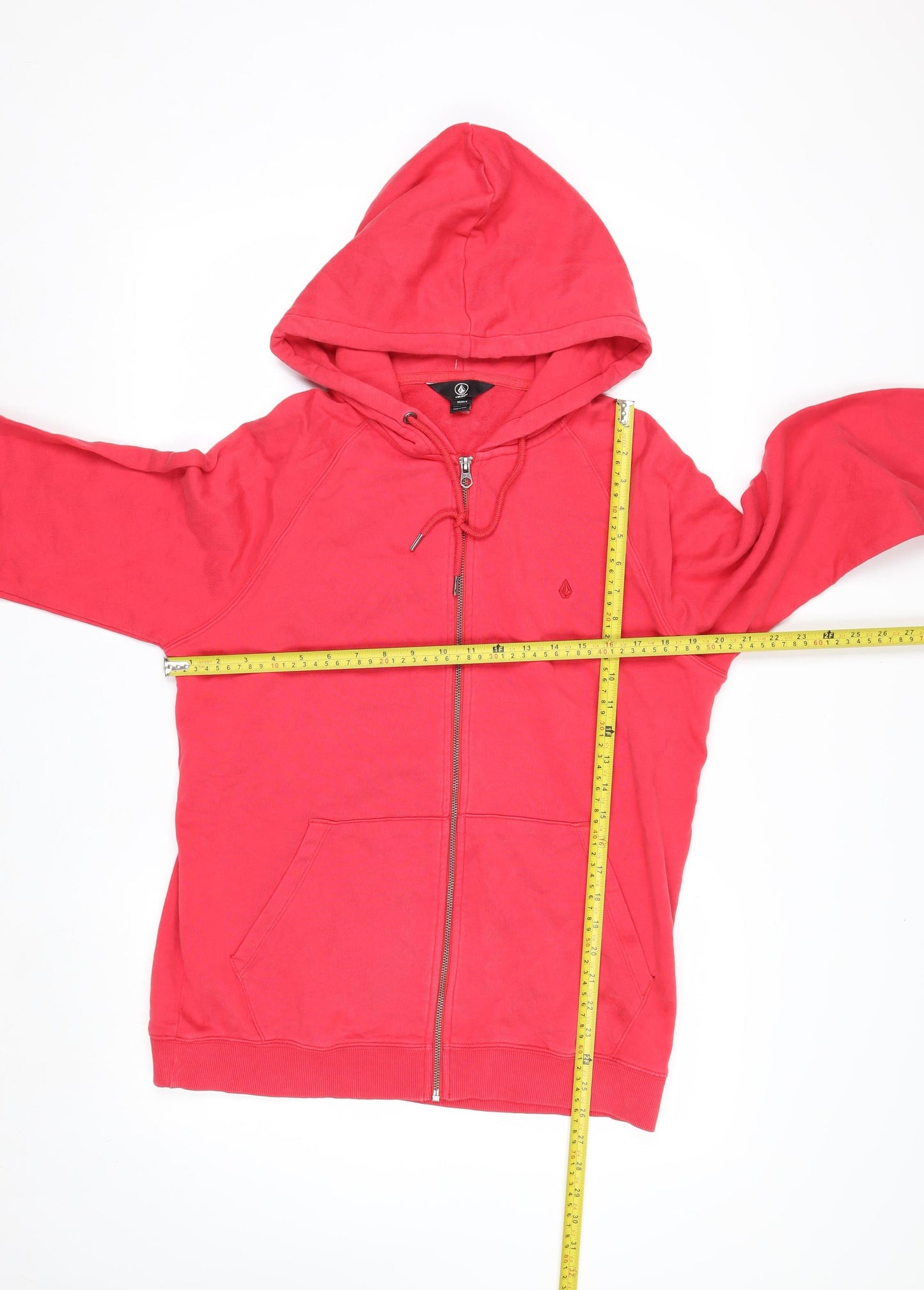 Volcom Men's Red Full Zip Hoodie Size S Cotton Casual Sweatshirt