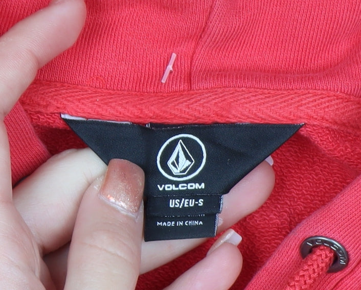 Volcom Men's Red Full Zip Hoodie Size S Cotton Casual Sweatshirt