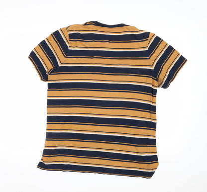 Lee Men's Brown Striped Cotton Crew Neck Short Sleeve T-Shirt Size S