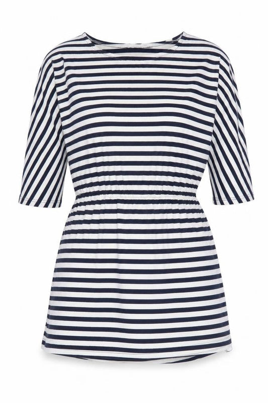 Glamorous Women’s Blue Striped Tunic Blouse Size S 3/4 Sleeve