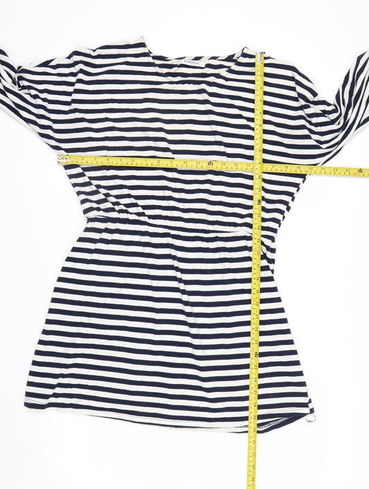 Glamorous Women’s Blue Striped Tunic Blouse Size S 3/4 Sleeve
