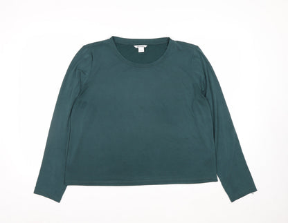 Monki Women's Green Basic Long Sleeve Modal Blend T-Shirt Size L