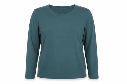 Monki Women's Green Basic Long Sleeve Modal Blend T-Shirt Size L