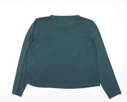Monki Women's Green Basic Long Sleeve Modal Blend T-Shirt Size L