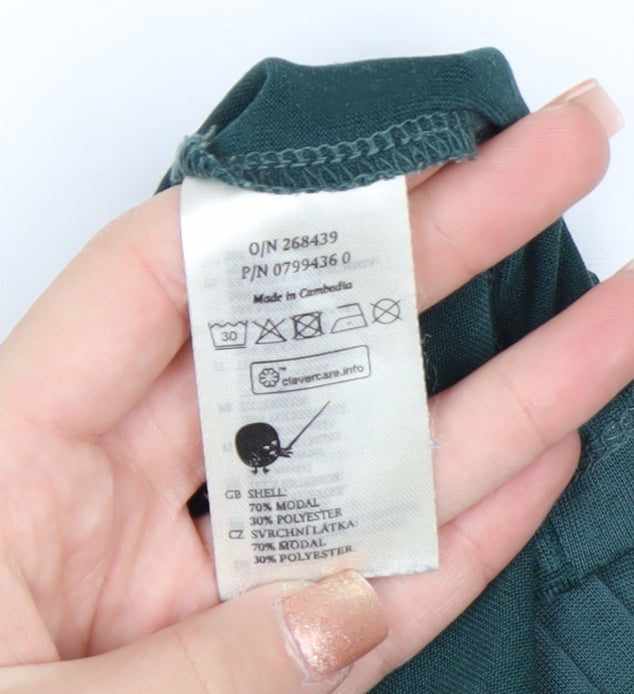 Monki Women's Green Basic Long Sleeve Modal Blend T-Shirt Size L