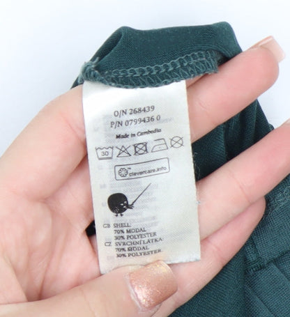 Monki Women's Green Basic Long Sleeve Modal Blend T-Shirt Size L