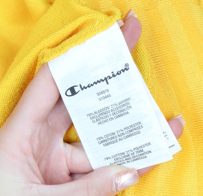 Champion Boys Yellow Pullover Hoodie 11-12 Years Cotton Blend Logo