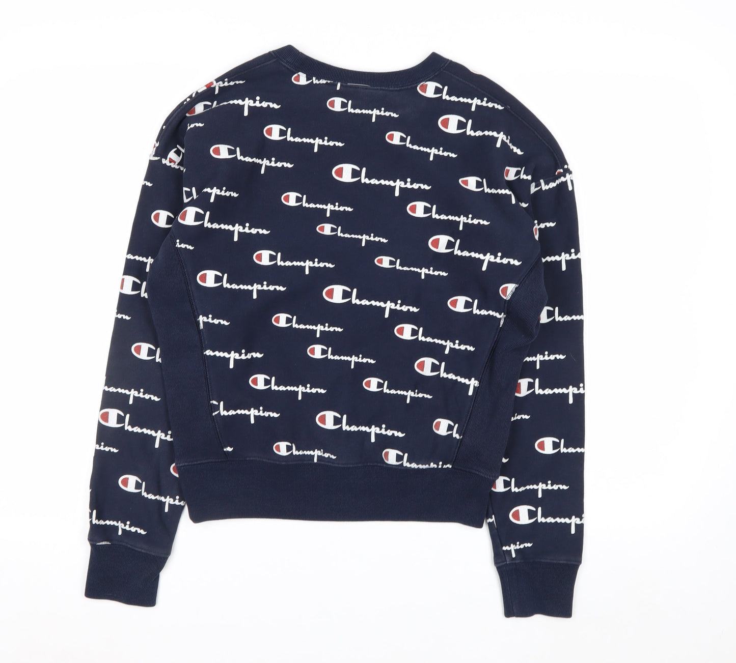 Champion Men's Blue Small Reverse Weave Logo Pullover Jumper