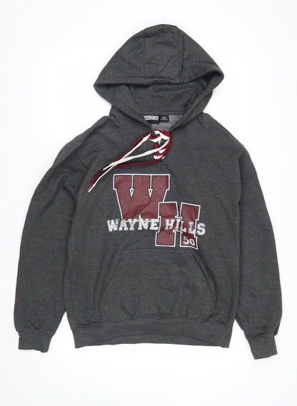 Pennant Men's Grey Hooded Pullover Jumper Small Graphic College Style