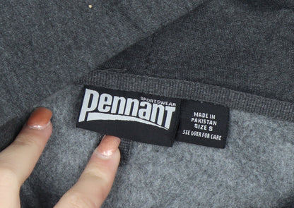 Pennant Men's Grey Hooded Pullover Jumper Small Graphic College Style