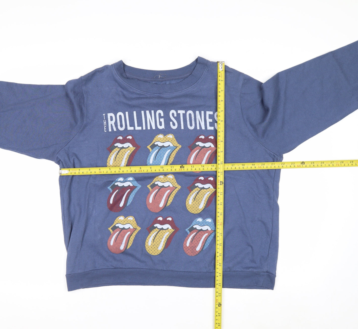 The Rolling Stones Blue Women's Large Pullover Sweatshirt Graphic Cotton Blend