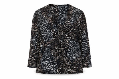 Country Casuals Women’s Black Multicoloured Animal Print Long Sleeve Wrap Top Size S