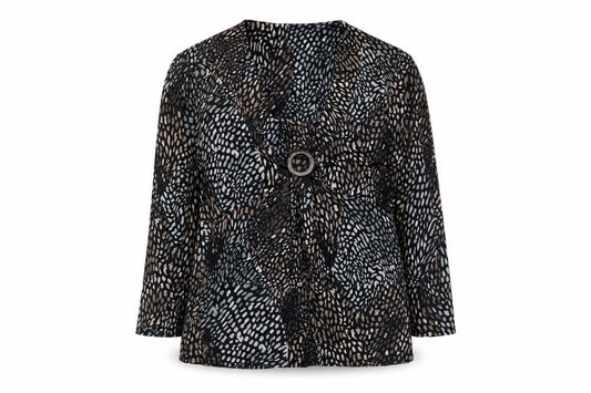 CC Women’s Black Multicoloured Animal Print Long Sleeve Wrap Top Size S