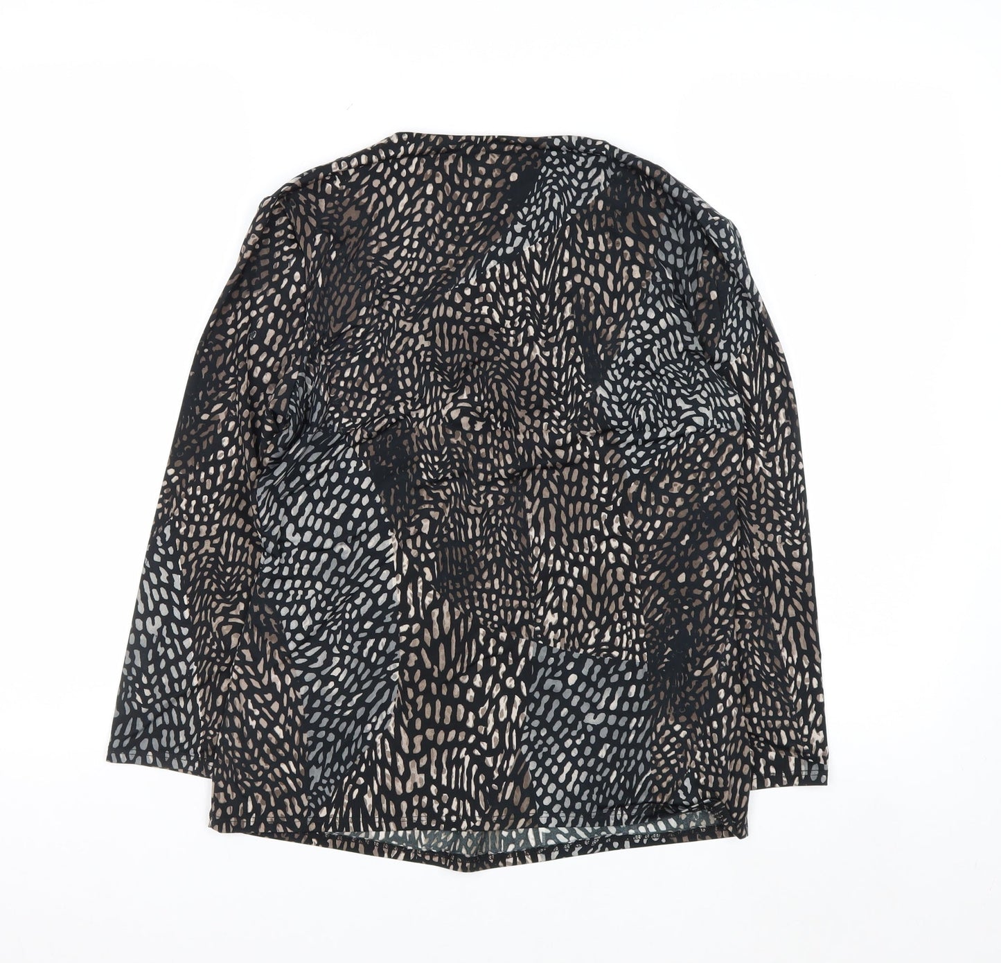 CC Women’s Black Multicoloured Animal Print Long Sleeve Wrap Top Size S