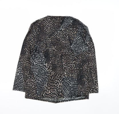 CC Women’s Black Multicoloured Animal Print Long Sleeve Wrap Top Size S