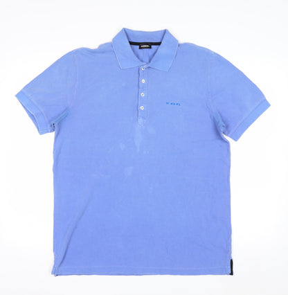 Diesel Men's Blue Cotton Polo Shirt Size L Regular Fit