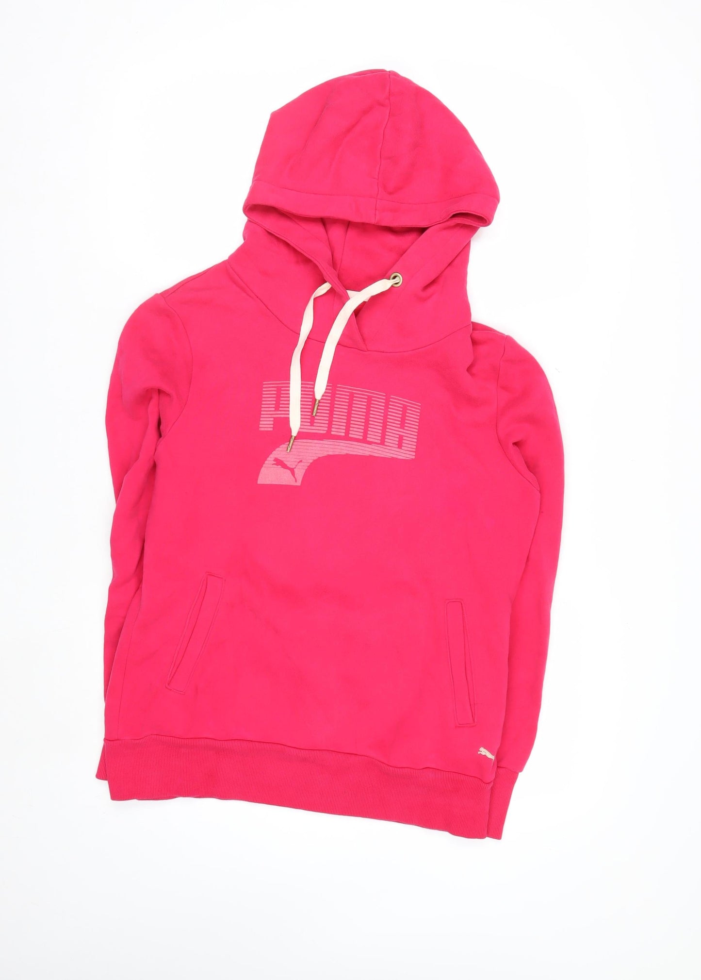 Puma Womens Pink Pullover Hoodie Size 14 Cotton Blend Sweatshirt