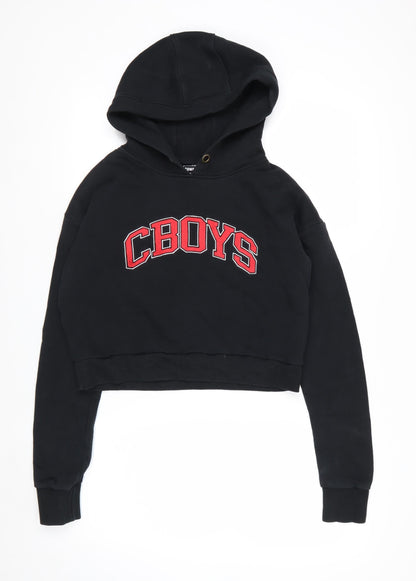 Cowboys Womens Black Cropped Pullover Hoodie S Casual Hooded Sweatshirt