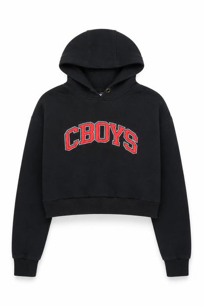 Cowboys Womens Black Cropped Pullover Hoodie S Casual Hooded Sweatshirt