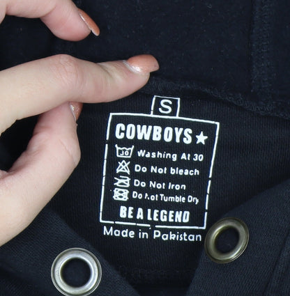 Cowboys Womens Black Cropped Pullover Hoodie S Casual Hooded Sweatshirt