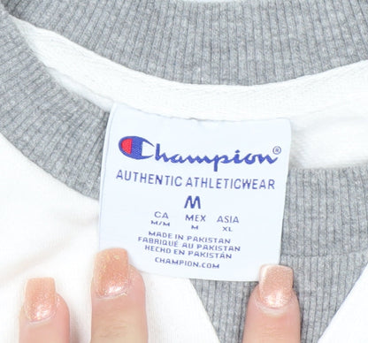Champion Mens Grey White UAlbany Logo Sweatshirt M Pullover