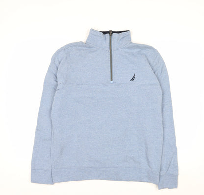 Nautica Men's Blue 1/4 Zip Fleece Sweatshirt Size S Regular Fit