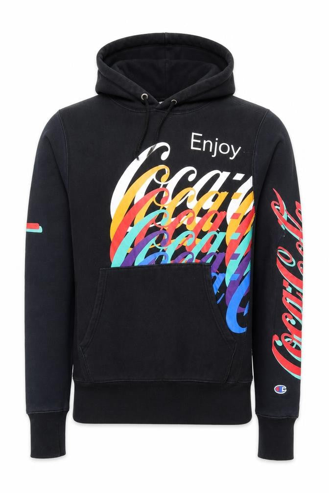 Champion Men's Black Small Pullover Hoodie Coca-Cola Graphic Print