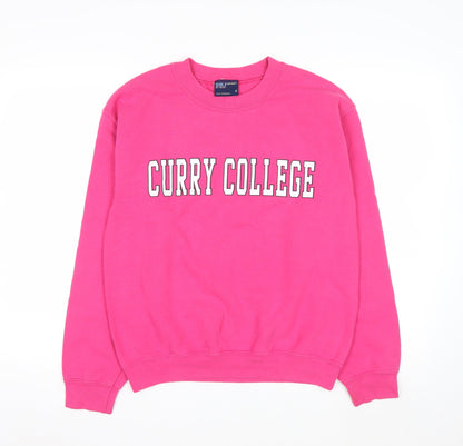 MV Sport Womens Pink Curry College Pullover Sweatshirt Size S
