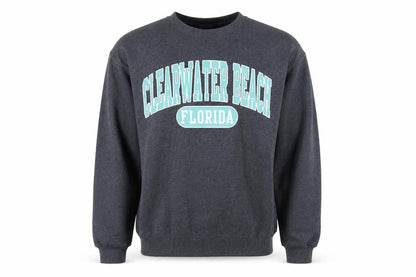 Jerzees Men's Grey Clearwater Beach Florida Graphic Pullover Sweatshirt M