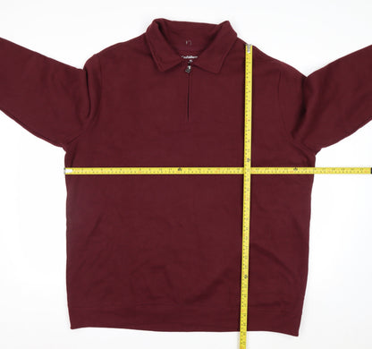 Croft & Barrow Men's Red XL 1/4 Zip Collared Sweatshirt