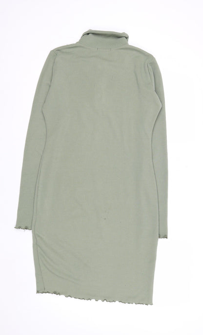 Pink Vanilla Women Green Collared Long Sleeve Knit Shirt Dress Size 12