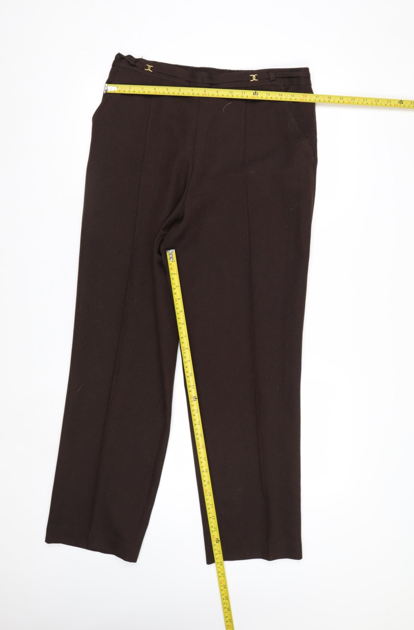 Marks and Spencer Women Brown Size 14 Long Straight Trousers