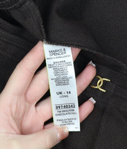 Marks and Spencer Women Brown Size 14 Long Straight Trousers