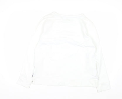 Nautica Women's White Striped Pullover Sweatshirt Size L Cotton Blend