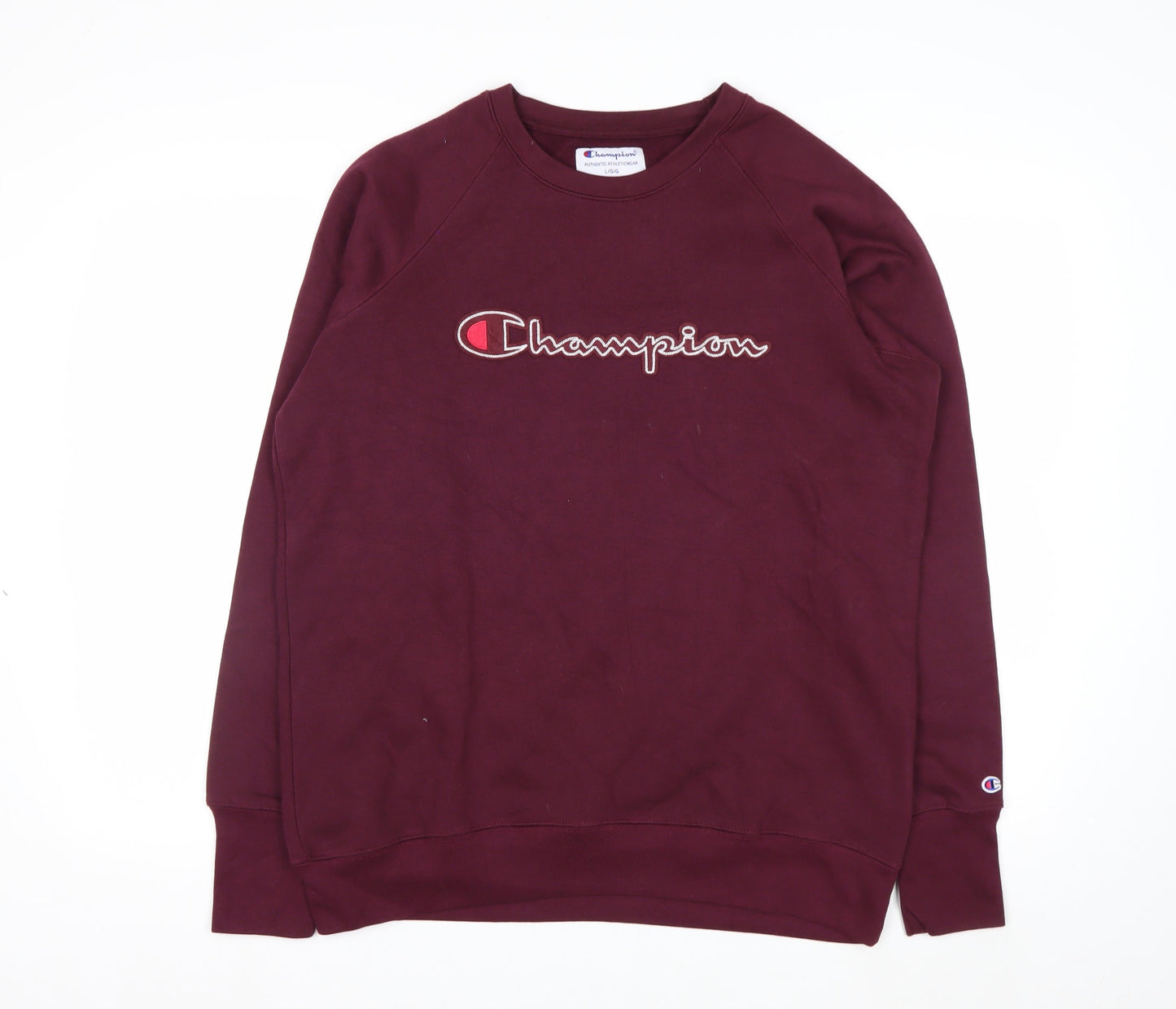 Champion Men's Red Pullover Sweatshirt L Regular Crew Neck Fleece